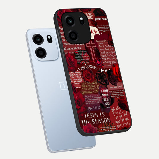  Jesus Love Heals phone case For OnePlus Nord CE 6 showing premium glass back cover with detailed artwork