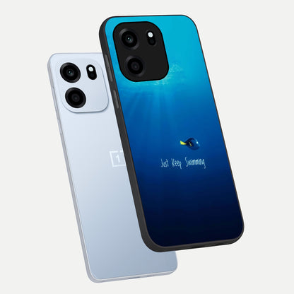  Just Keep Swimming phone case For OnePlus Nord CE 6 showing premium glass back cover with detailed artwork