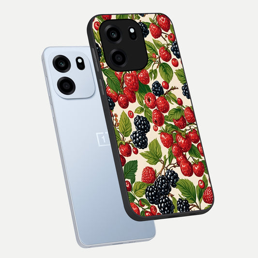  Mixed Berry Collage phone case For OnePlus Nord CE 6 showing premium glass back cover with detailed artwork