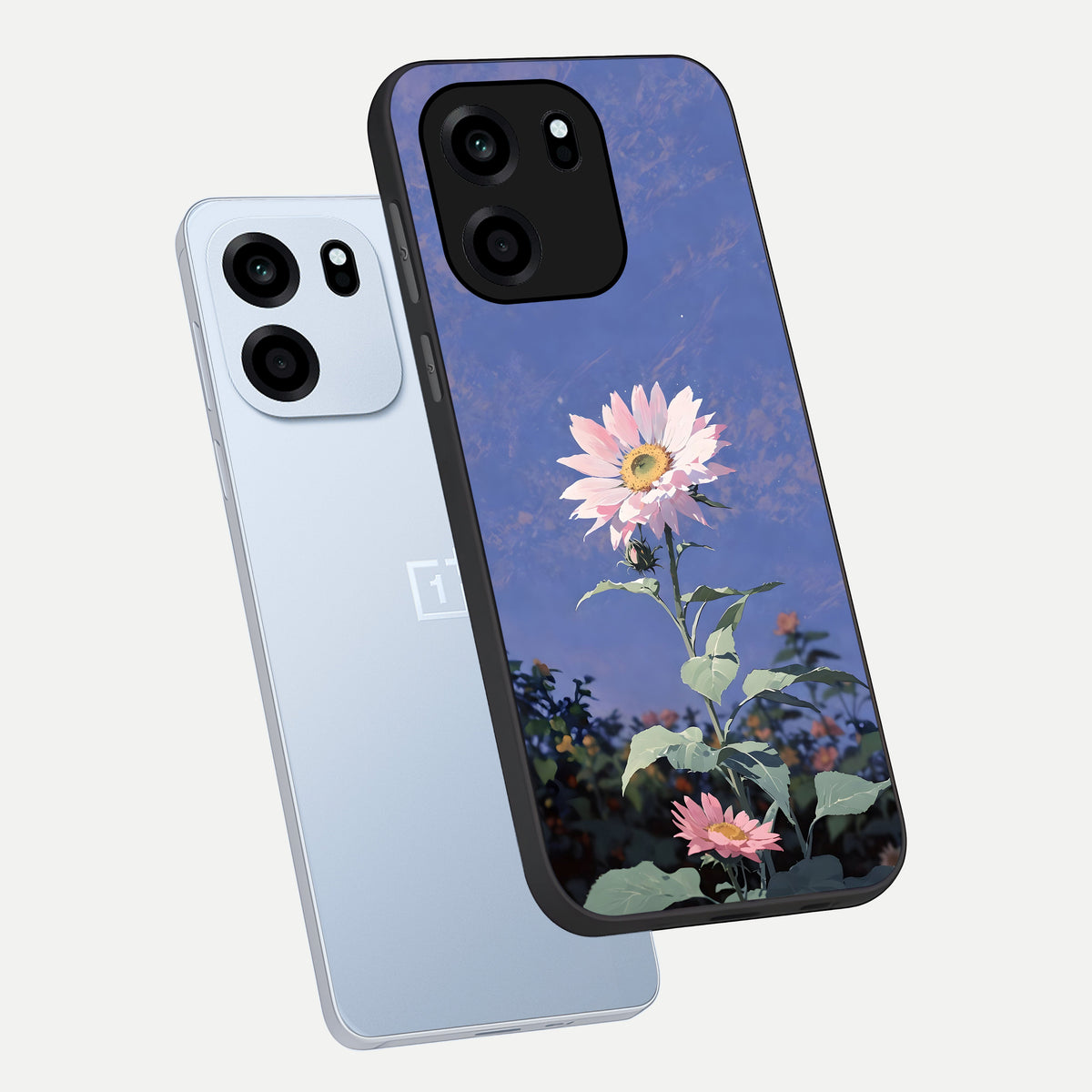  Pink Shells Outline phone case For OnePlus Nord CE 6 showing premium glass back cover with detailed artwork