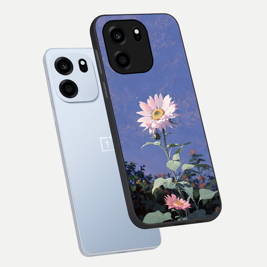  Pink Shells Outline phone case For OnePlus Nord CE 6 showing premium glass back cover with detailed artwork