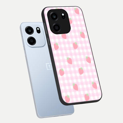  Strawberry Picnic Love phone case For OnePlus Nord CE 6 showing premium glass back cover with detailed artwork