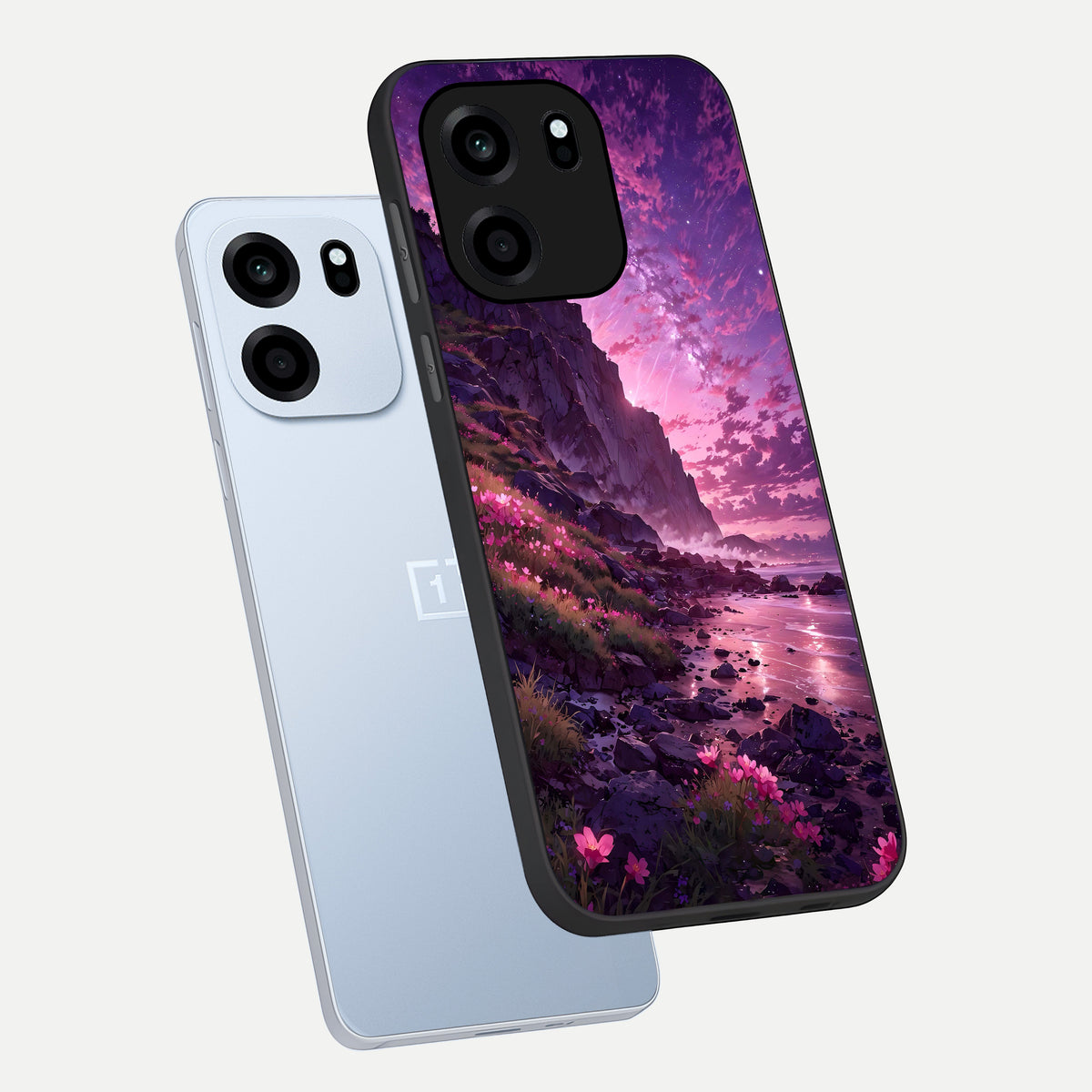  Twilight Blossom Coast phone case For OnePlus Nord CE 6 showing premium glass back cover with detailed artwork