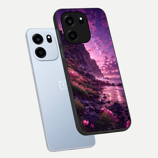  Twilight Blossom Coast phone case For OnePlus Nord CE 6 showing premium glass back cover with detailed artwork