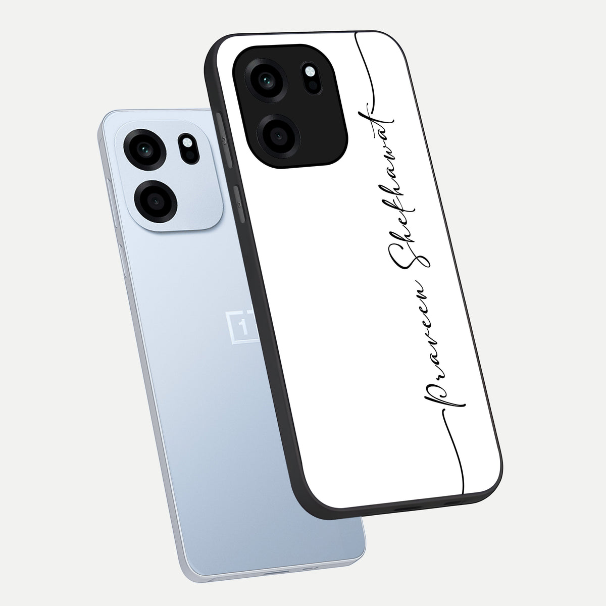  White Tune Custom Name phone case For OnePlus Nord CE 6 showing premium custom name glass back cover