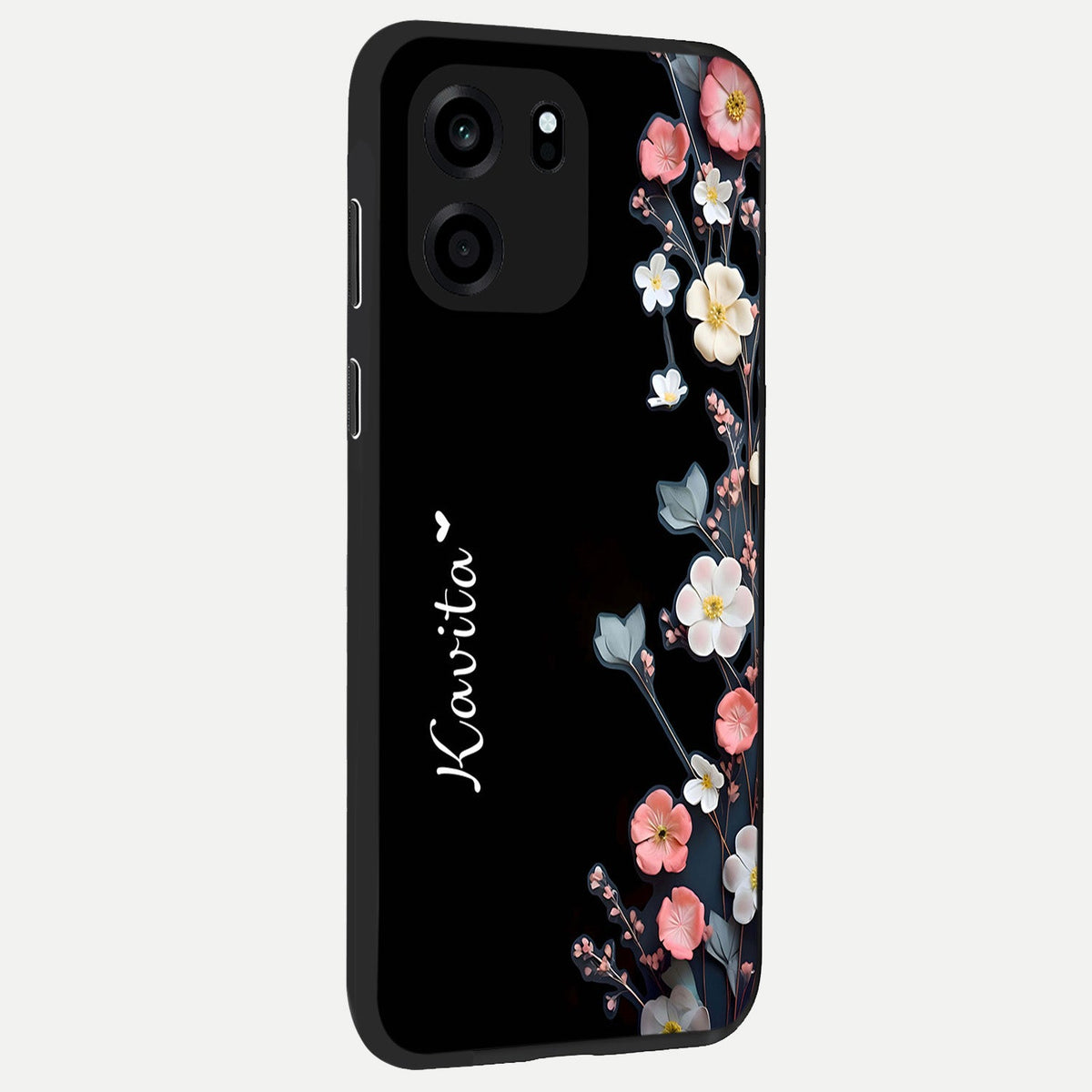  Black Elegance Floral Custom Name back cover For OnePlus Nord CE 6 slim fit glass case with vibrant aesthetic design
