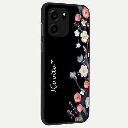  Black Elegance Floral Custom Name back cover For OnePlus Nord CE 6 slim fit glass case with vibrant aesthetic design