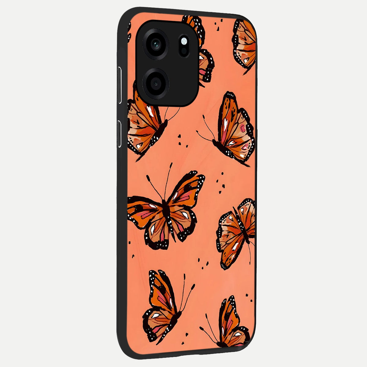  Coral Wing Butterfly back cover For OnePlus Nord CE 6 slim fit glass case with vibrant aesthetic design