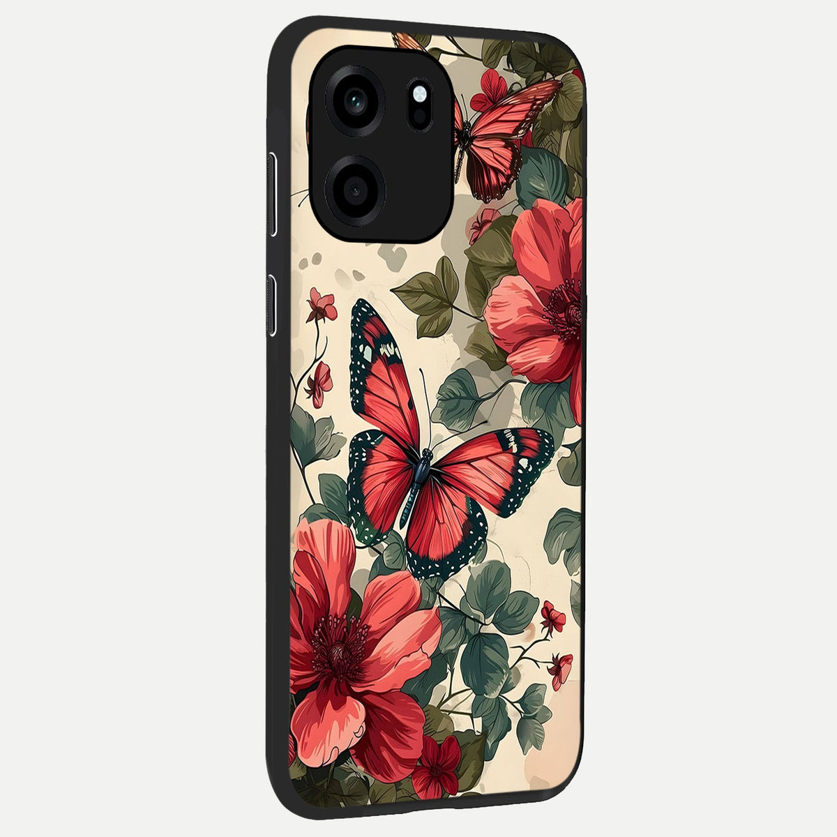  Crimson Butterfly Garden back cover For OnePlus Nord CE 6 slim fit glass case with vibrant aesthetic design