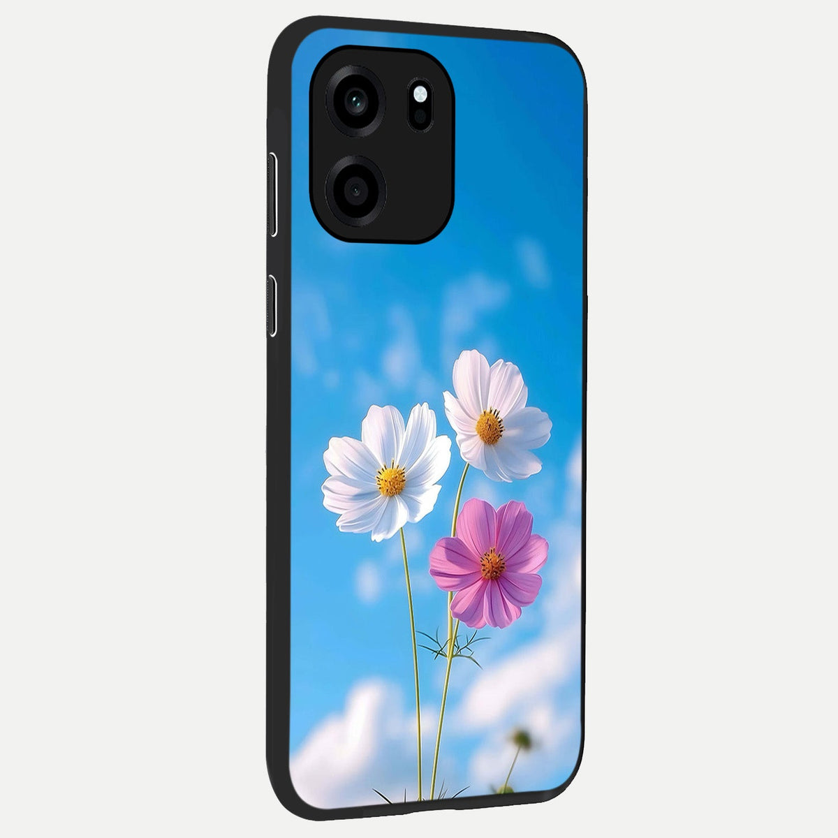  Tripple Flowers With Sky back cover For OnePlus Nord CE 6 slim fit glass case with vibrant aesthetic design