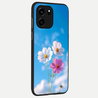  Tripple Flowers With Sky back cover For OnePlus Nord CE 6 slim fit glass case with vibrant aesthetic design
