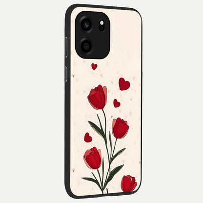  Tulip With Heart back cover For OnePlus Nord CE 6 slim fit glass case with vibrant aesthetic design