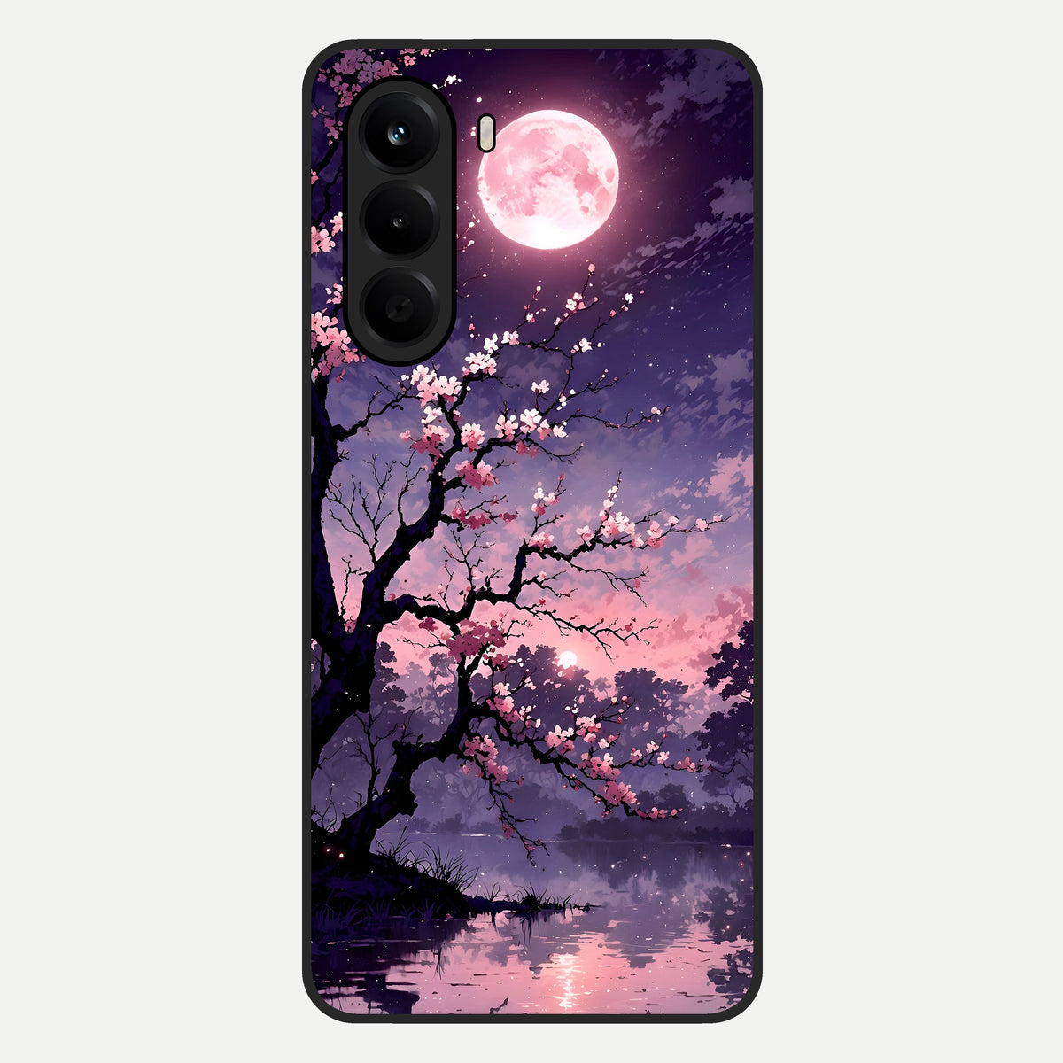  Blossom Pink Moon Glass Case For OnePlus Nord CE 6 Lite back cover – full design glossy printed glass finish