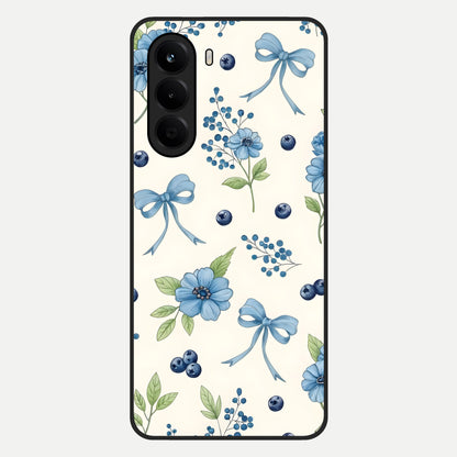  Blue Flower And Bow Glass Case For OnePlus Nord CE 6 Lite back cover – full design glossy printed glass finish