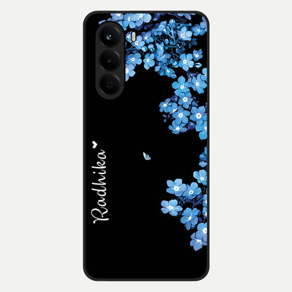  Blue Petal Dream Custom Name Glass Case For OnePlus Nord CE 6 Lite back cover – full design glossy printed glass finish