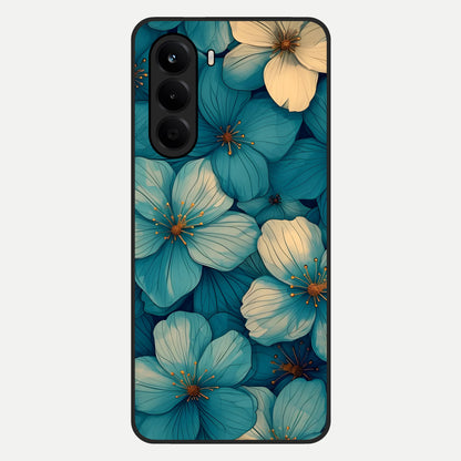  Blue Shade Floral Glass Case For OnePlus Nord CE 6 Lite back cover – full design glossy printed glass finish