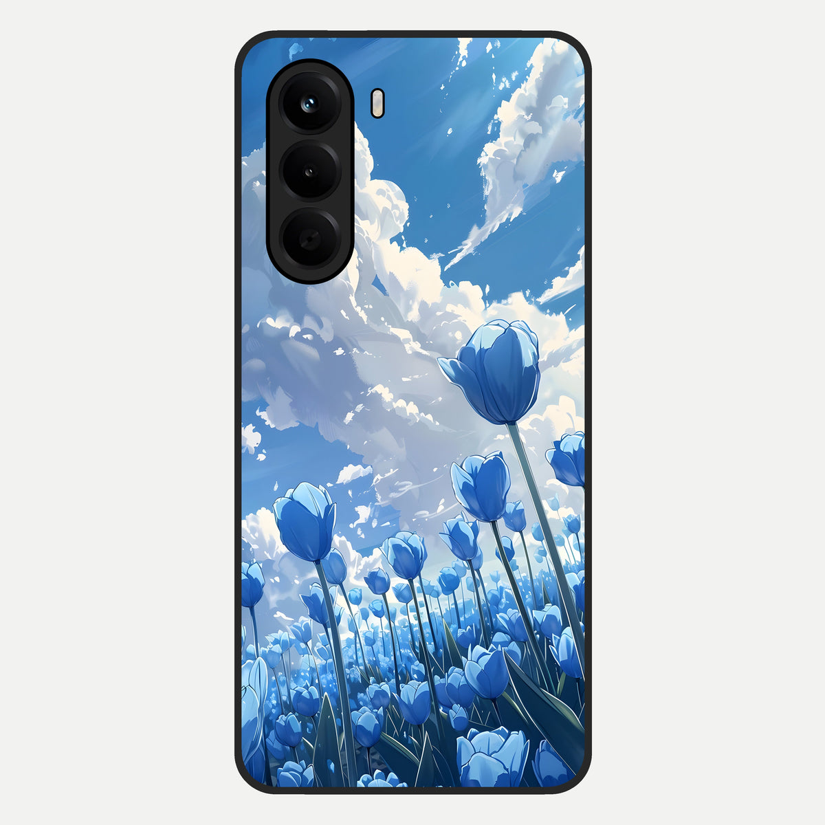  Blue Tulip Clouds Glass Case For OnePlus Nord CE 6 Lite back cover – full design glossy printed glass finish