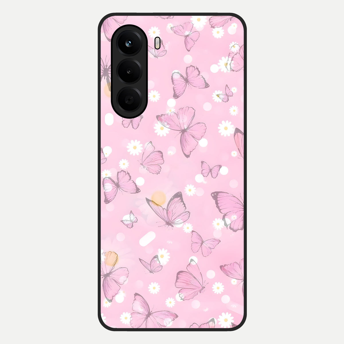  Blush Butterfly Garden Glass Case For OnePlus Nord CE 6 Lite back cover – full design glossy printed glass finish
