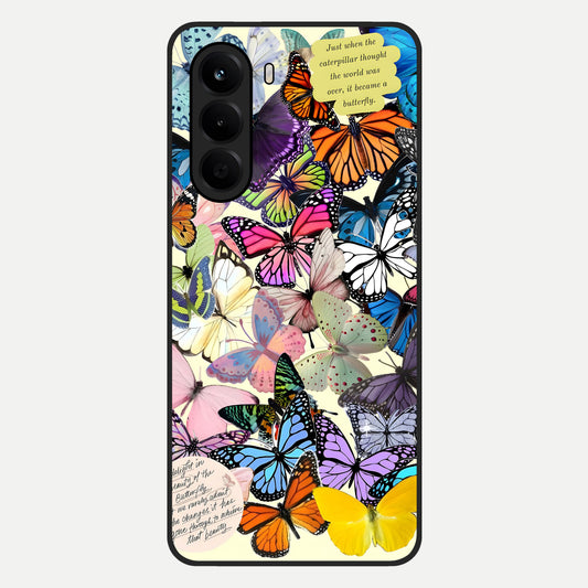  Butterflies Petal Dream Glass Case For OnePlus Nord CE 6 Lite back cover – full design glossy printed glass finish