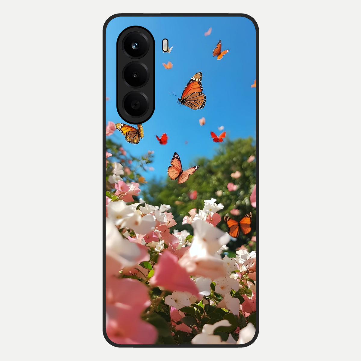  Butterflies In Bloom Sky Glass Case For OnePlus Nord CE 6 Lite back cover – full design glossy printed glass finish