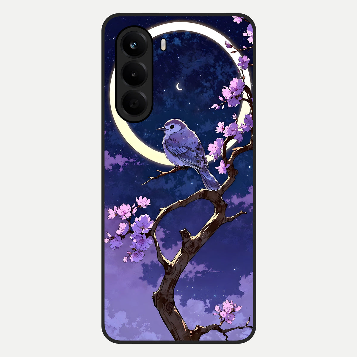  Celestial Bird Blossom Glass Case For OnePlus Nord CE 6 Lite back cover – full design glossy printed glass finish