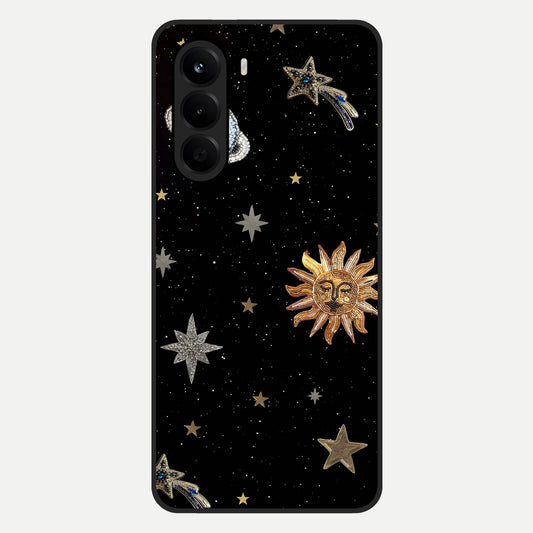  Celestial Moon With Stars Glass Case For OnePlus Nord CE 6 Lite back cover – full design glossy printed glass finish