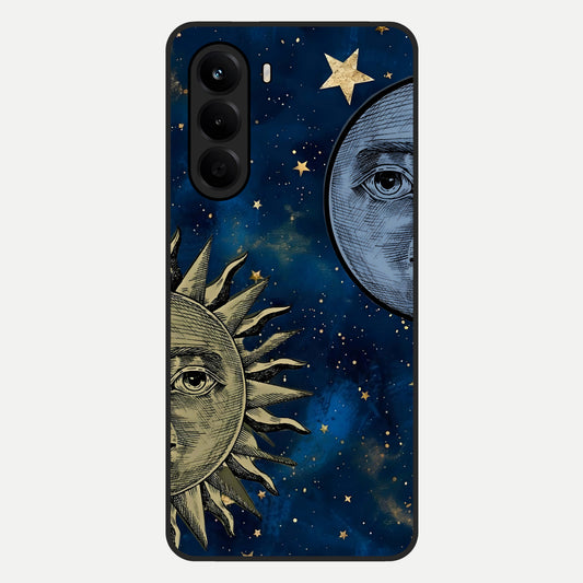  Celestial Moon With Sun Glass Case For OnePlus Nord CE 6 Lite back cover – full design glossy printed glass finish