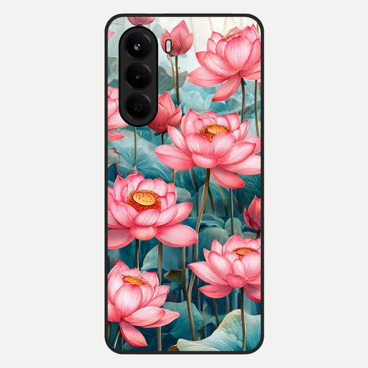  Celestial Pink Lotus Glass Case For OnePlus Nord CE 6 Lite back cover – full design glossy printed glass finish