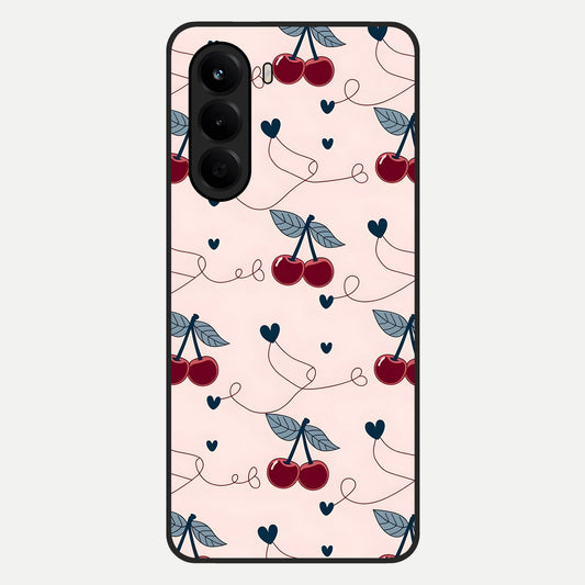  Cherry Heart Line Glass Case For OnePlus Nord CE 6 Lite back cover – full design glossy printed glass finish