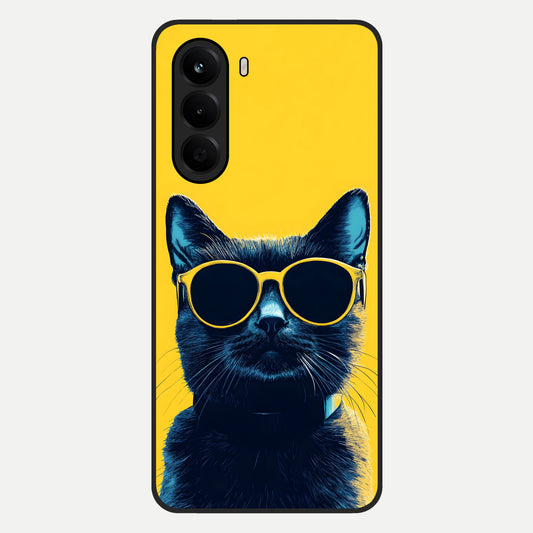  Cool Cat Vibes Glass Case For OnePlus Nord CE 6 Lite back cover – full design glossy printed glass finish