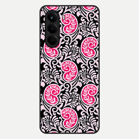  Crimson Paisley Charm Glass Case For OnePlus Nord CE 6 Lite back cover – full design glossy printed glass finish