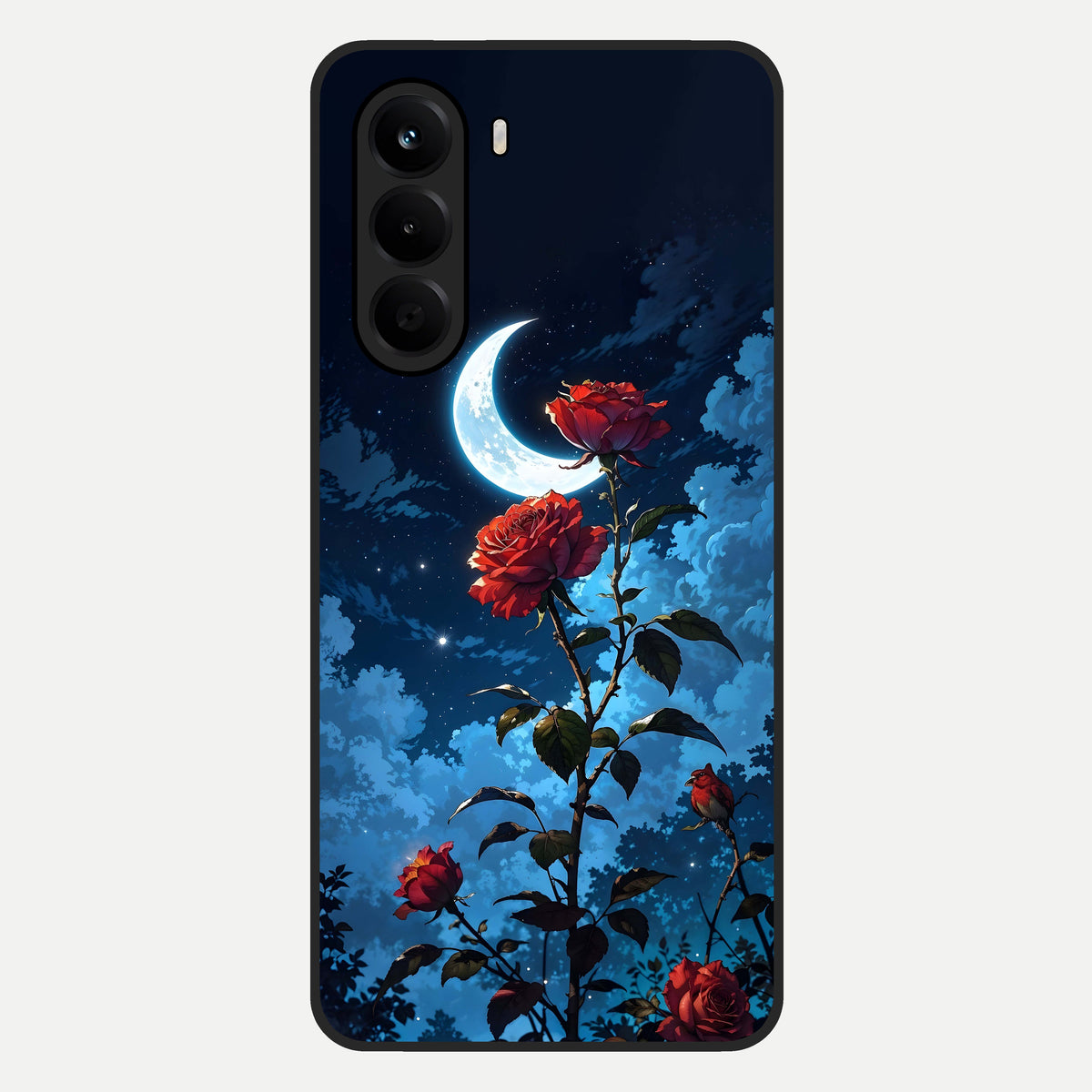  Crimson Rose Moon Glass Case For OnePlus Nord CE 6 Lite back cover – full design glossy printed glass finish