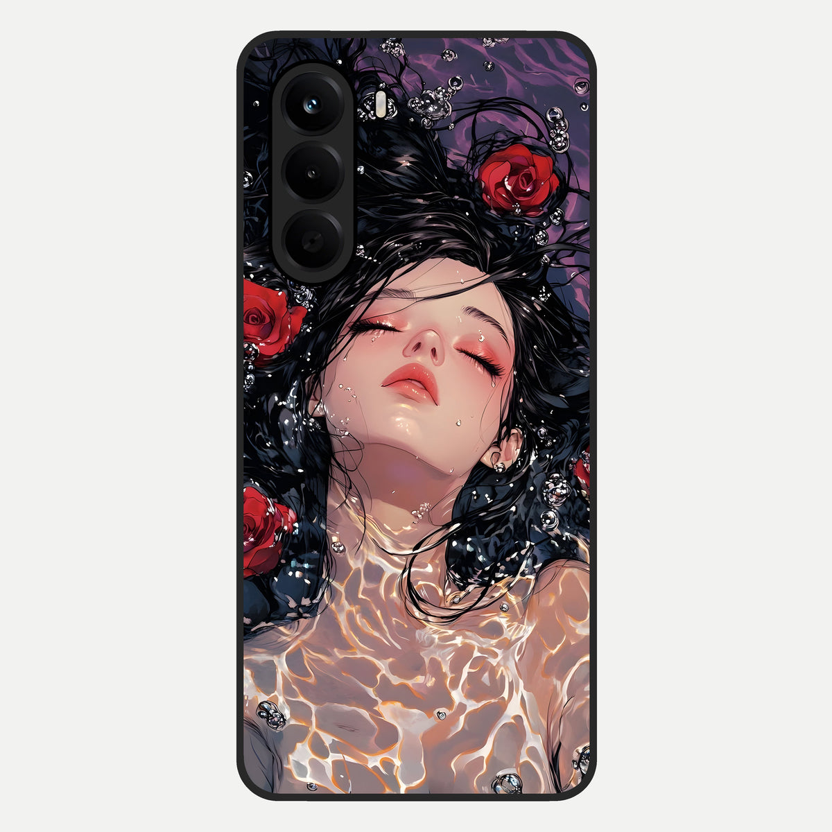  Crimson Rose Serenity Glass Case For OnePlus Nord CE 6 Lite back cover – full design glossy printed glass finish