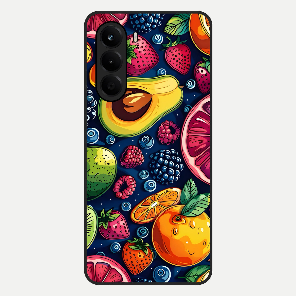  Cute Fruits Art Glass Case For OnePlus Nord CE 6 Lite back cover – full design glossy printed glass finish