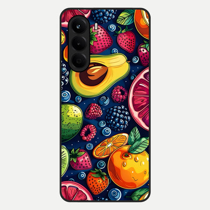  Cute Fruits Art Glass Case For OnePlus Nord CE 6 Lite back cover – full design glossy printed glass finish