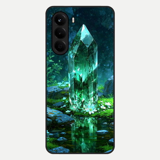  Emerald Light Crystal Glass Case For OnePlus Nord CE 6 Lite back cover – full design glossy printed glass finish