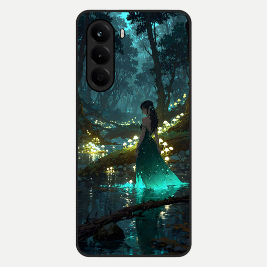  Enchanted Forest Glow Glass Case For OnePlus Nord CE 6 Lite back cover – full design glossy printed glass finish