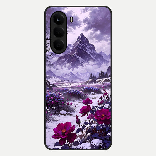  Flower Mountain View Glass Case For OnePlus Nord CE 6 Lite back cover – full design glossy printed glass finish