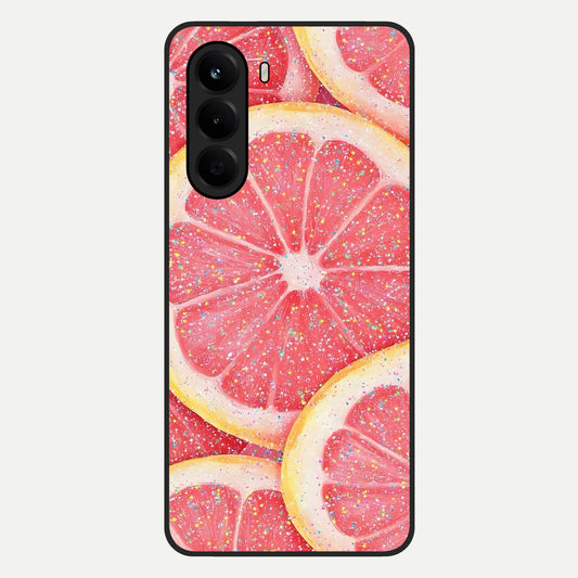  Glitter Grapefruit Glass Case For OnePlus Nord CE 6 Lite back cover – full design glossy printed glass finish