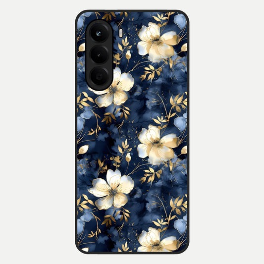  Golden Midnight Bloom Glass Case For OnePlus Nord CE 6 Lite back cover – full design glossy printed glass finish