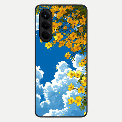  Golden Petal Sky Glass Case For OnePlus Nord CE 6 Lite back cover – full design glossy printed glass finish