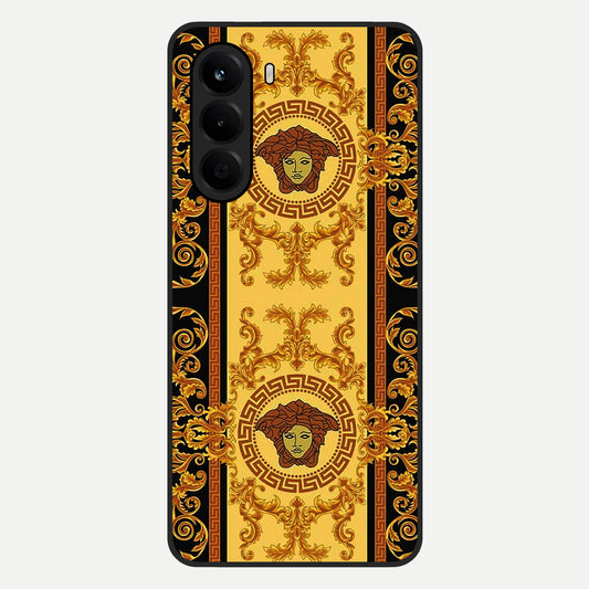  Golden Royal Heritage Glass Case For OnePlus Nord CE 6 Lite back cover – full design glossy printed glass finish