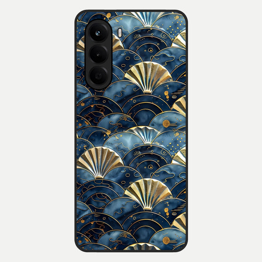  Golden Wave Luxe Glass Case For OnePlus Nord CE 6 Lite back cover – full design glossy printed glass finish