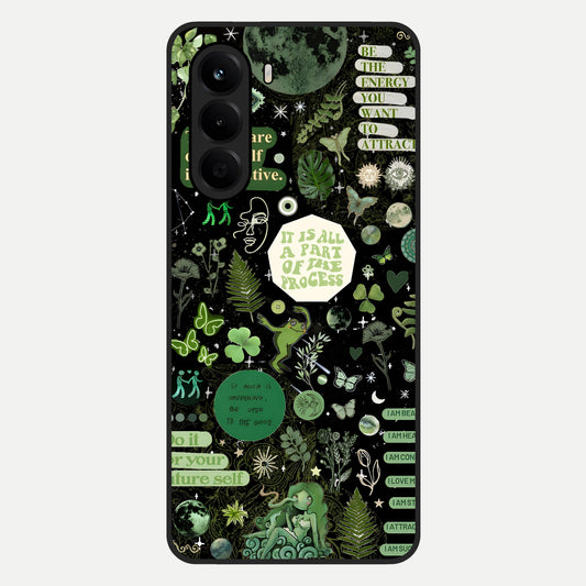  Green Mandala Pattern Glass Case For OnePlus Nord CE 6 Lite back cover – full design glossy printed glass finish