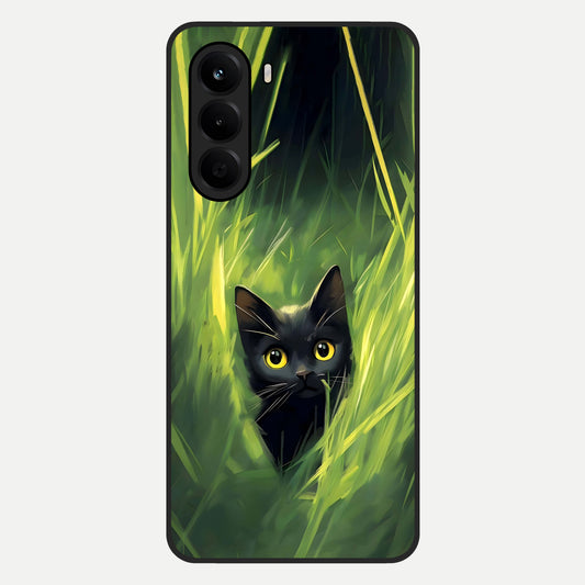  Hidden Cat Whisper Glass Case For OnePlus Nord CE 6 Lite back cover – full design glossy printed glass finish