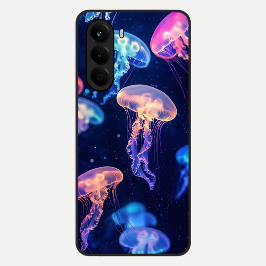  Jellyfish Pattern Glass Case For OnePlus Nord CE 6 Lite back cover – full design glossy printed glass finish