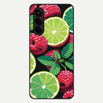  Lime and Raspberry Pattern Glass Case For OnePlus Nord CE 6 Lite back cover – full design glossy printed glass finish