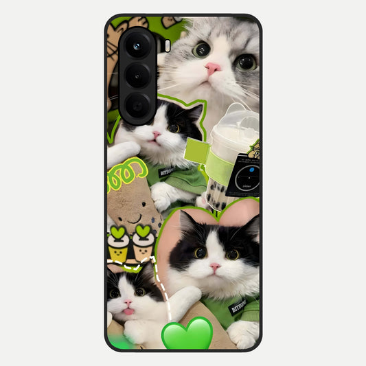  Matcha Cats Mood Glass Case For OnePlus Nord CE 6 Lite back cover – full design glossy printed glass finish