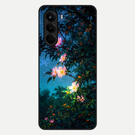 Midnight Bloom Glow Glass Case For OnePlus Nord CE 6 Lite back cover – full design glossy printed glass finish