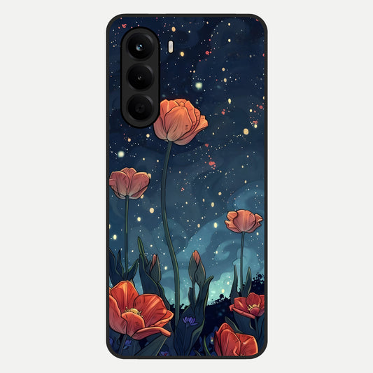  Midnight Tulip Glow Glass Case For OnePlus Nord CE 6 Lite back cover – full design glossy printed glass finish